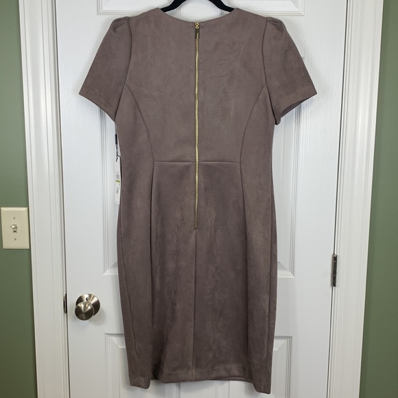 Calvin Klein Women's Scuba Suede Short Sleeve Sheath Dress Brown Size 12 main image 0